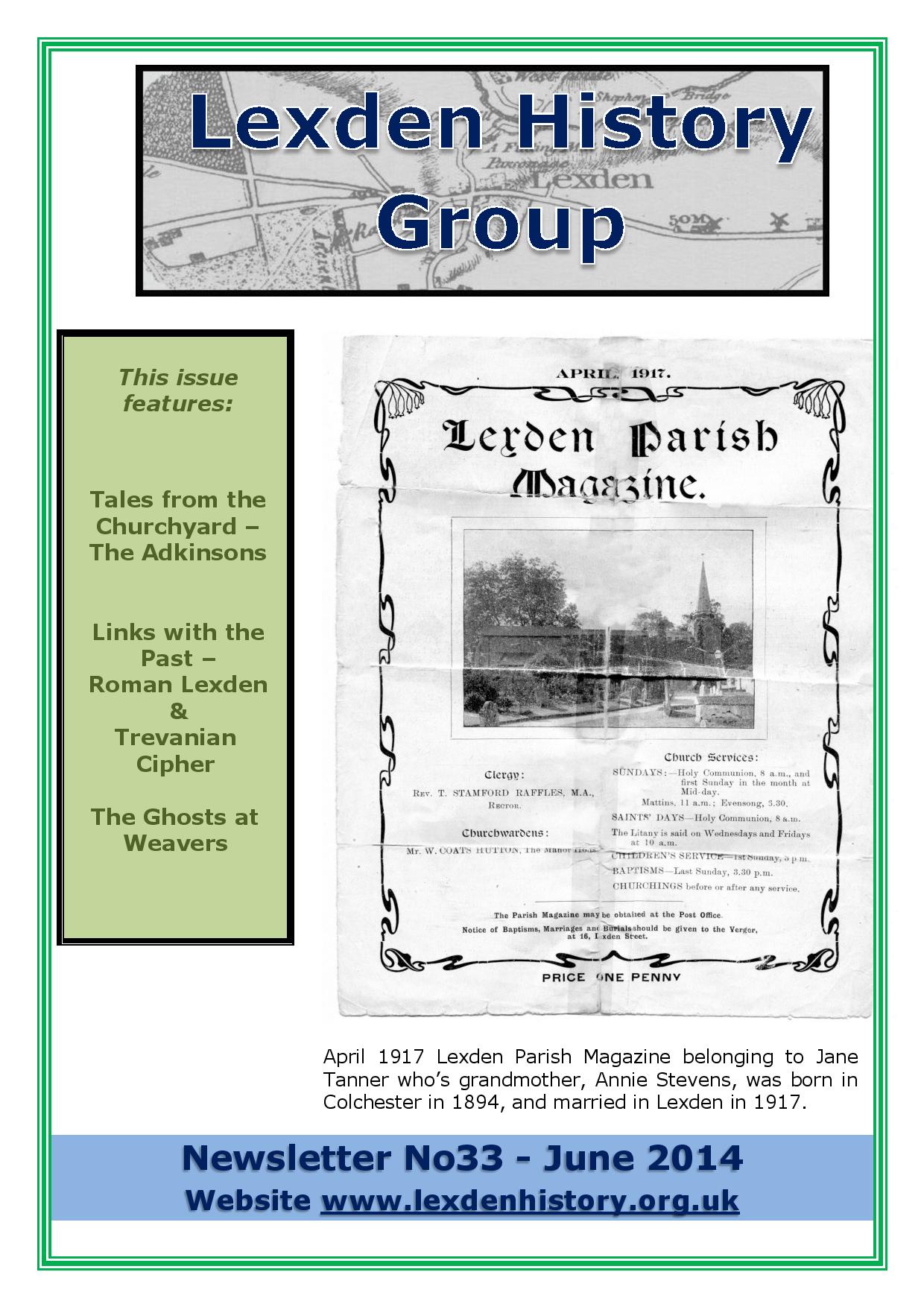 Lexden History Group Newsletter, June 2014 Issue 33