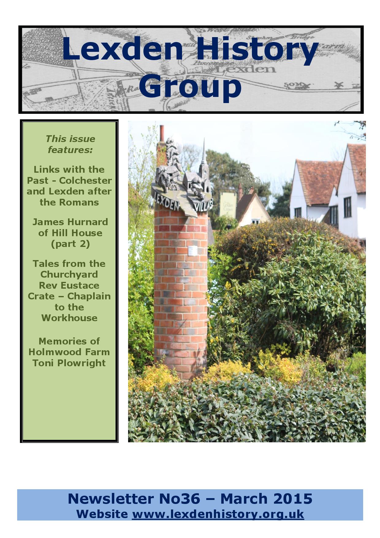 Lexden History Group Newsletter, March 2015 Issue 36