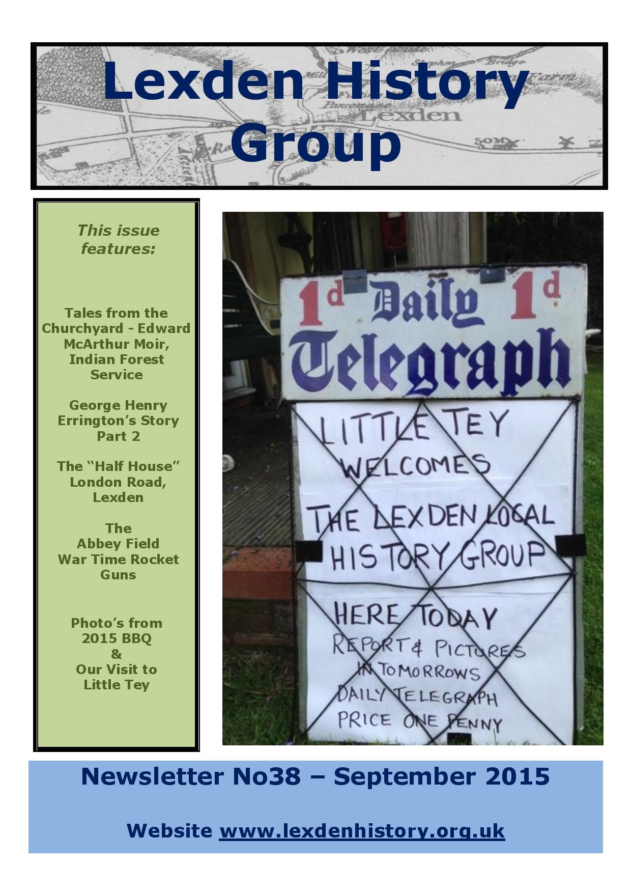 Lexden History Group Newsletter, September 2015 Issue 38