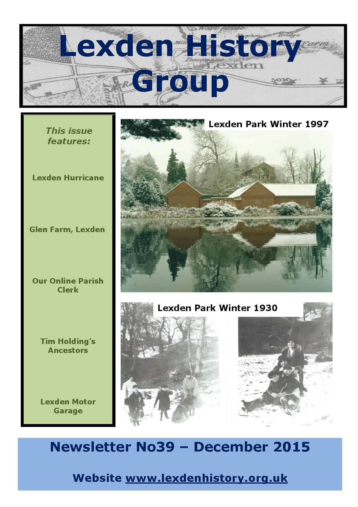 Lexden History Group Newsletter, December 2015 Issue 39