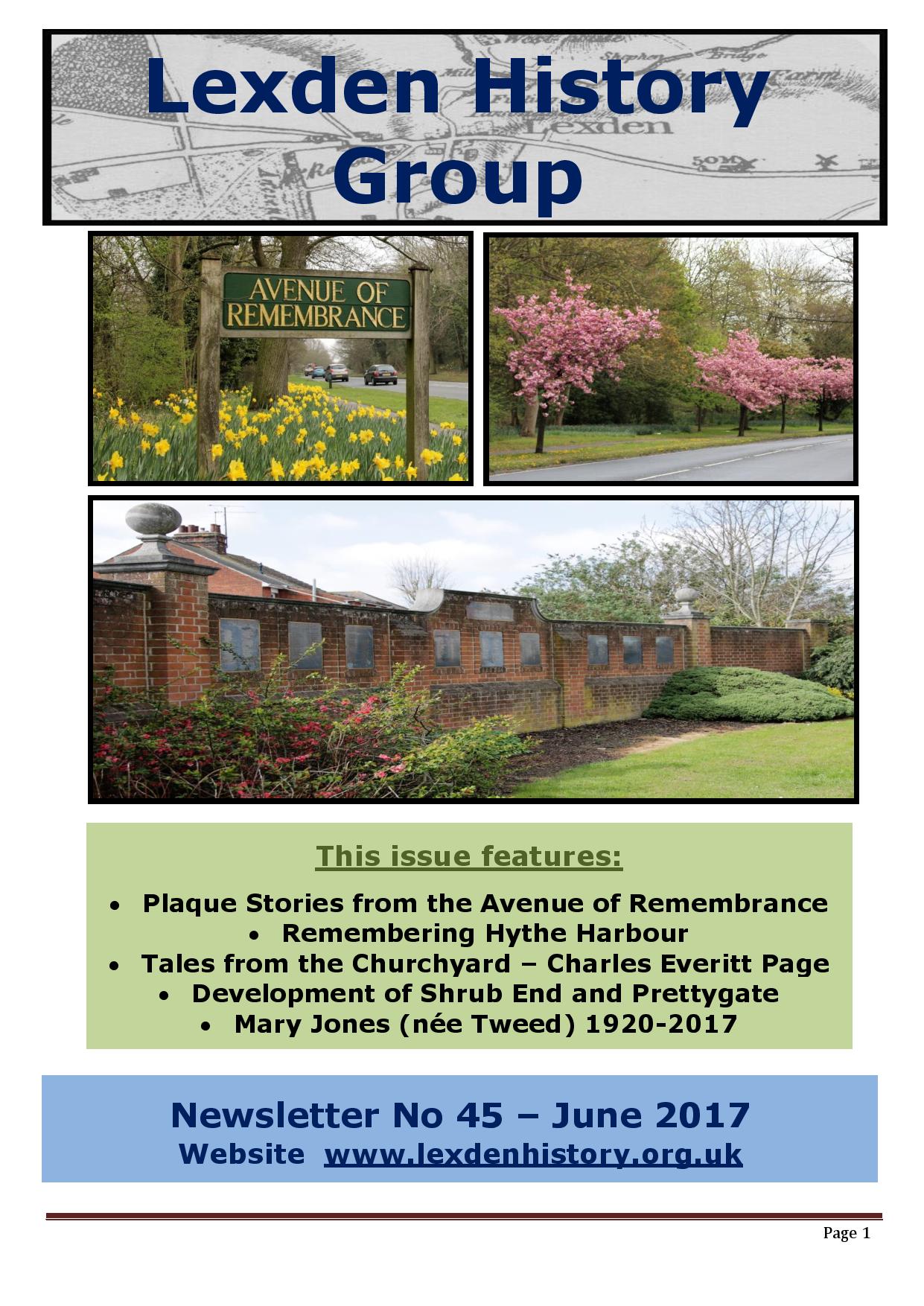 June 2017 Issue 45 – Lexden history Group