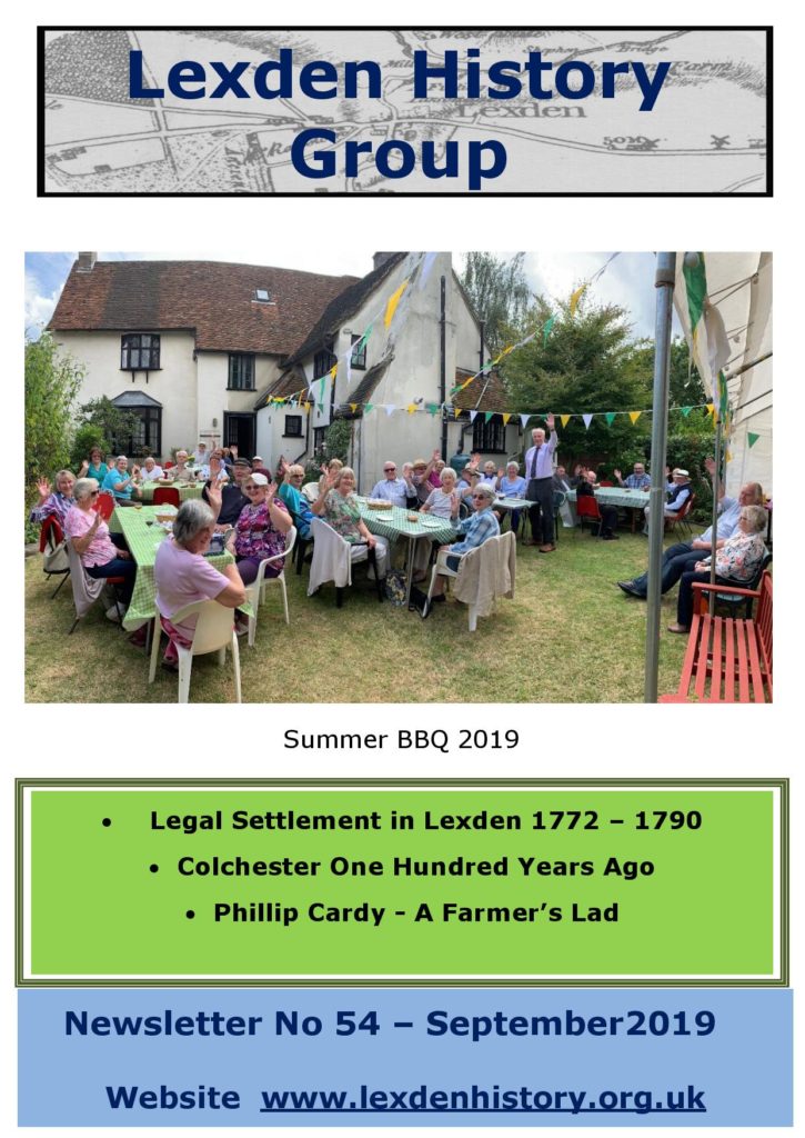 Lexden History Group Newsletter, September 2019 Issue 54