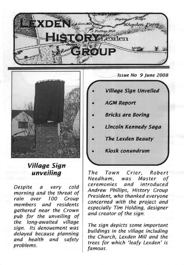 Lexden history Group Newsletter, June 2008 Issue 9