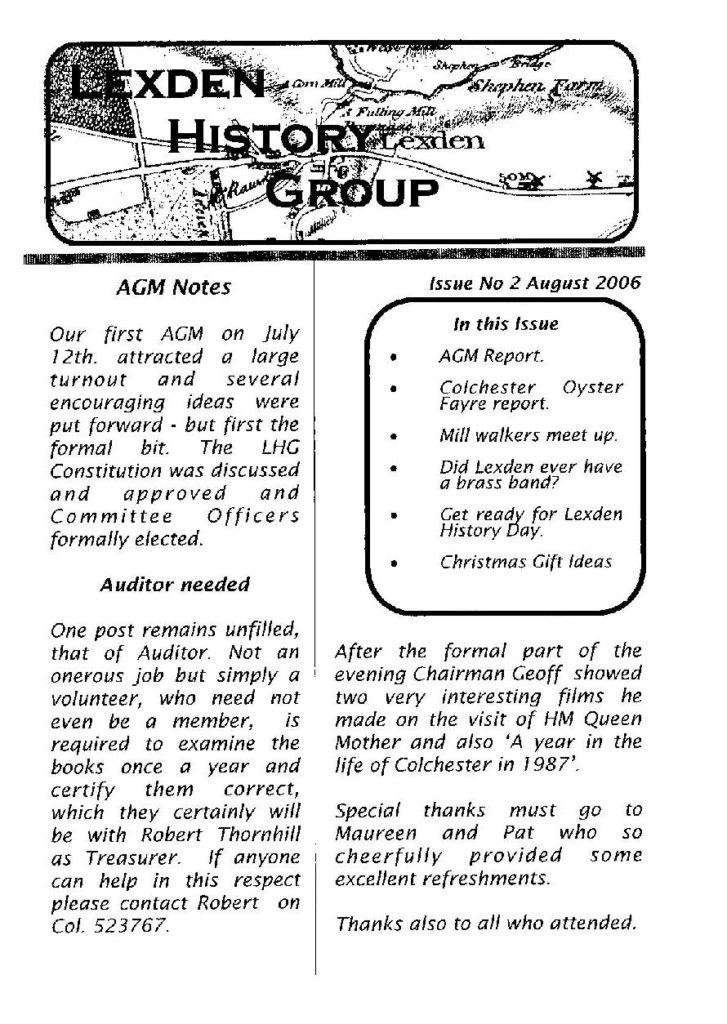Lexden History Group August 2006 Issue 2
