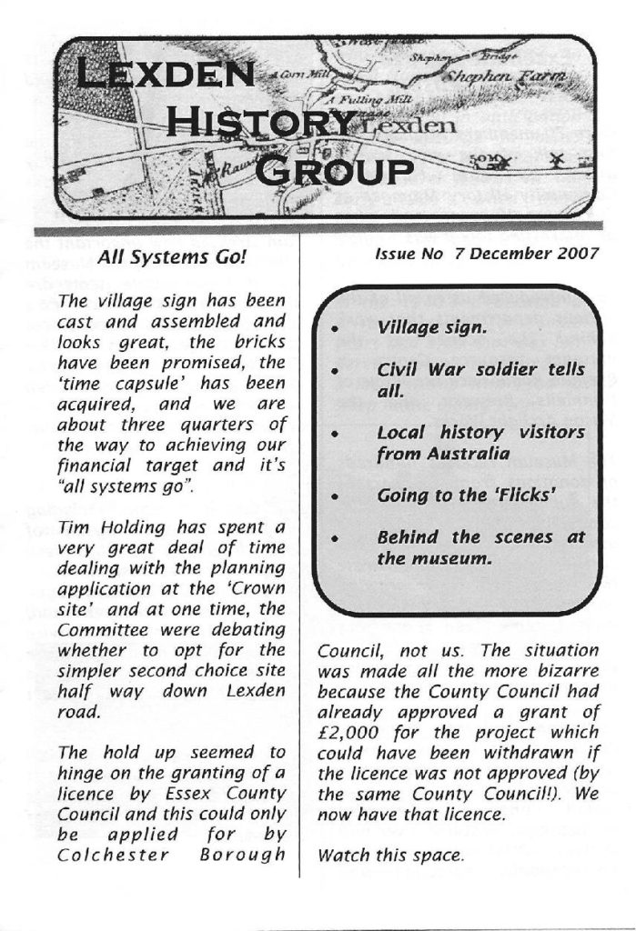 Lexden history Group Newsletter December 2007 issue 7
