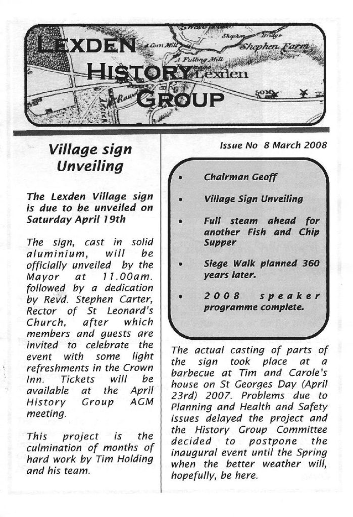 Lexden History Newsletter March 2008 Issue 8