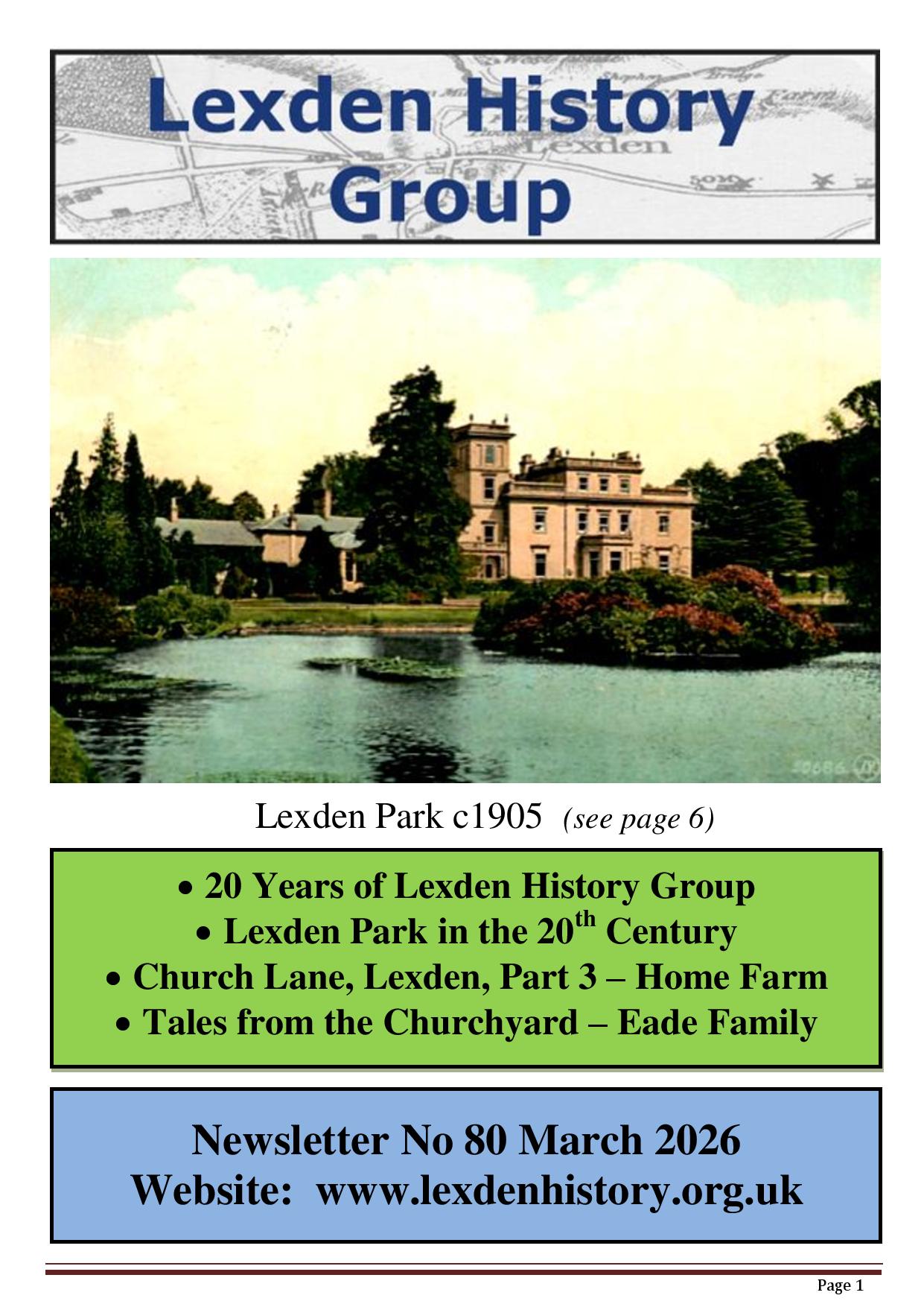 Lexden History Group Newsletter March 2026 issue 80
