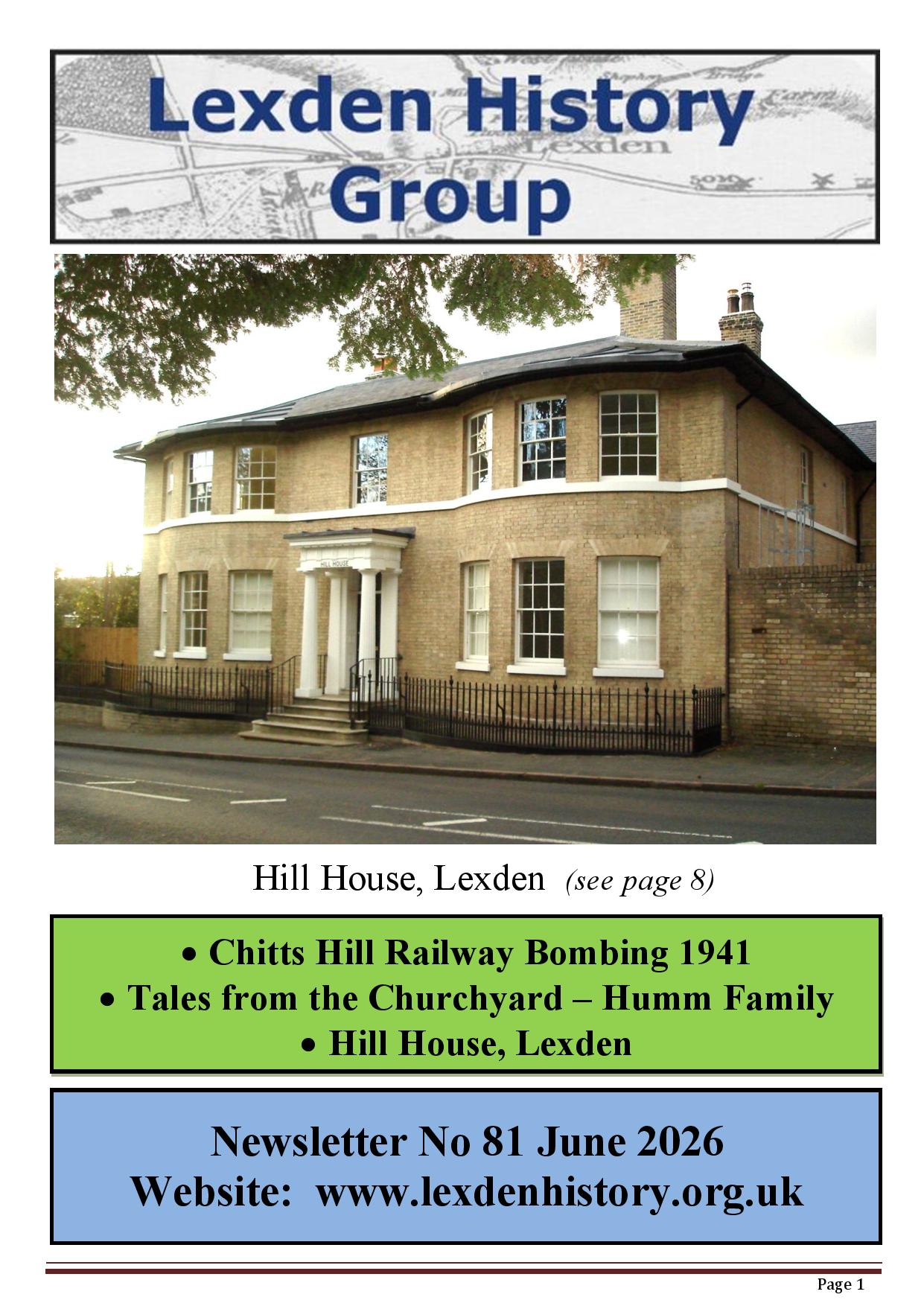 Lexdenhistory Group Newsletter June 2026 Issue 81